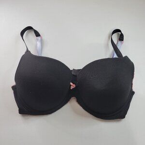XoXo Lace Trim Adjustable Strap Padded Push Up Bra 36D Women Black